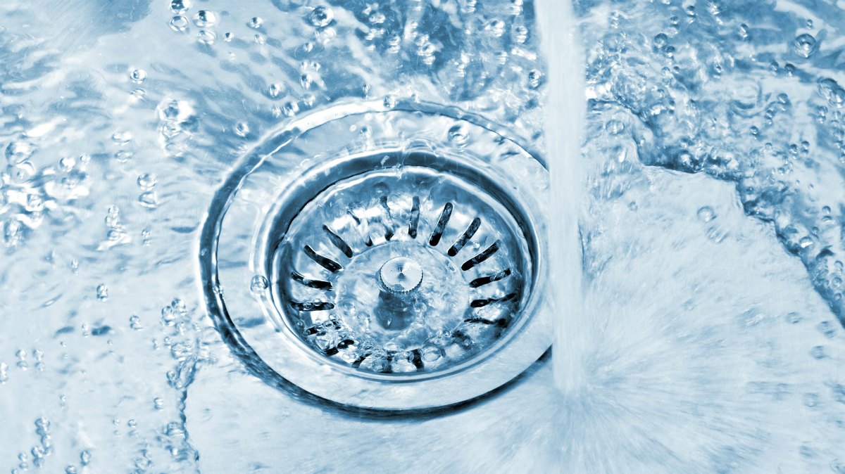 Water running down a drain