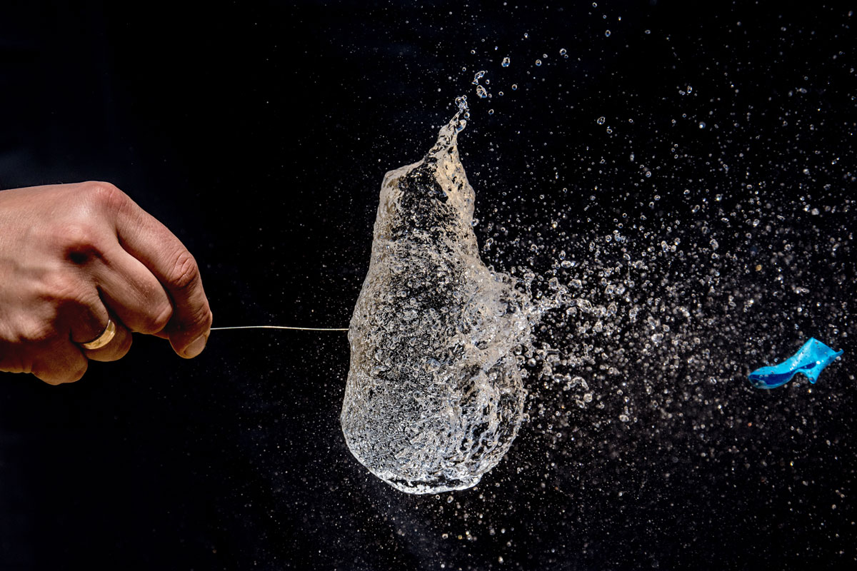 Needle bursts a balloon