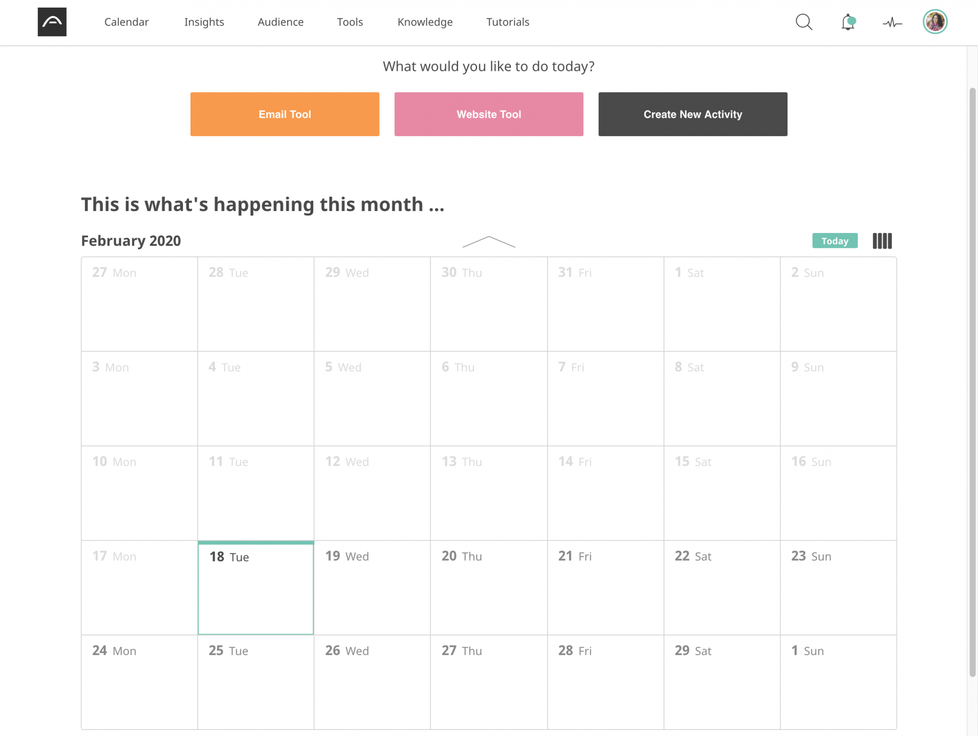 Apsis Content marketing calendar