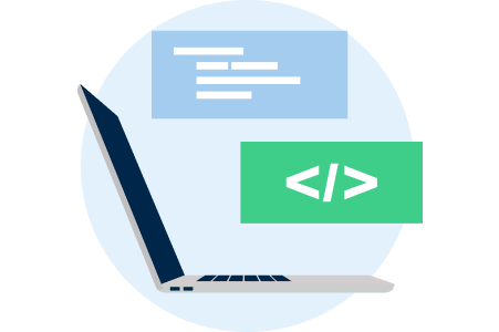 Icon of screens and blocks of code