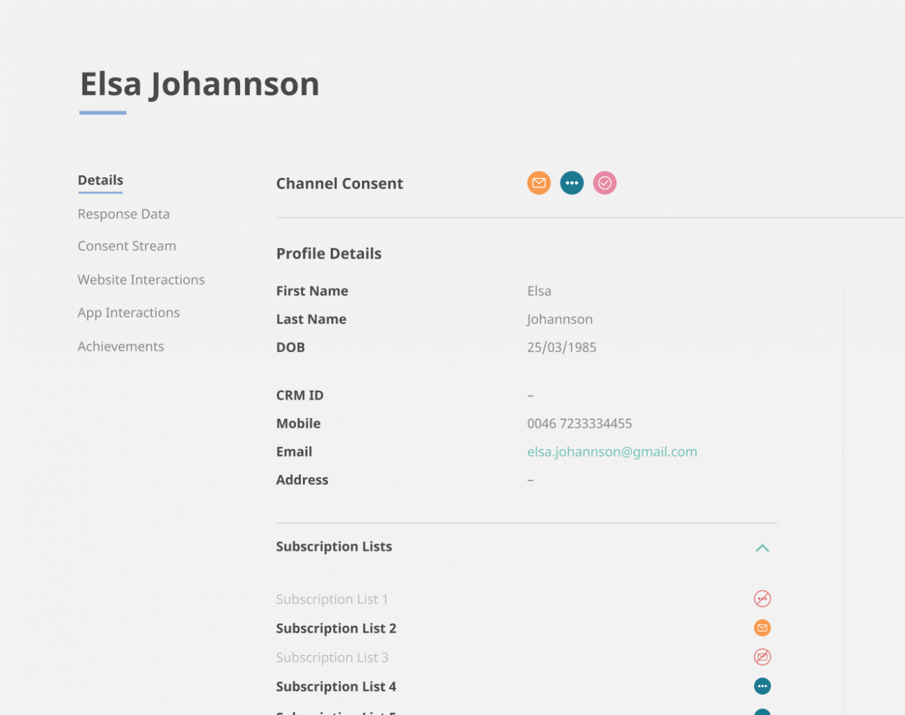 Data Layer – Consents & Topics