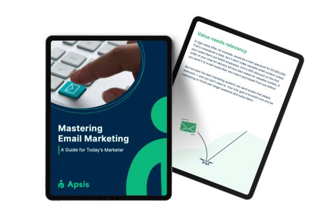 Email marketing benchmark report 2025. A publication from Apsis, and efficy product.