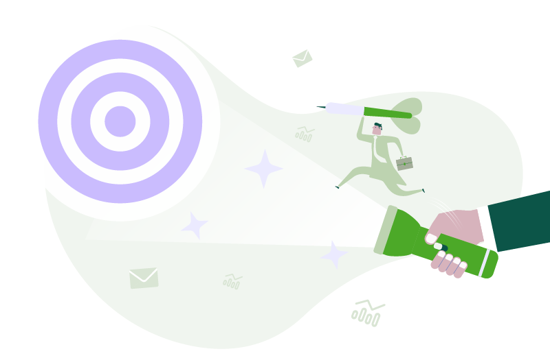Flashlight against a target, the Apsis email marketing handbook.