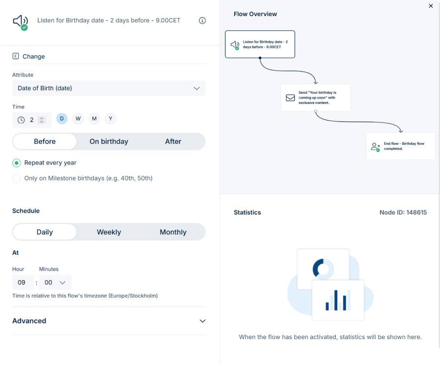 Screenshot of ApsisOne Interface, Drip marketing example.